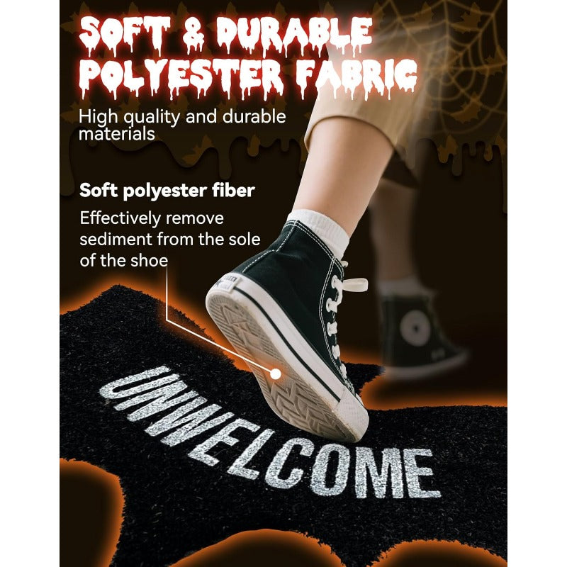 Siopsrl| UNWELCOME Halloween Bat Doormat – Spooky Decorative Entry Rug for Porch, Patio, or Indoor Use