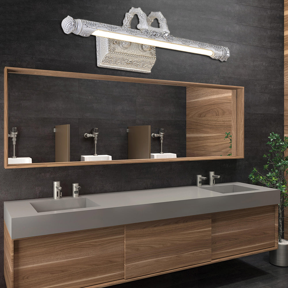 Siopsrl| Vintage LED Wall Light with Metal Shade White Etched Tube Vanity Wall Light for Bathroom, 20.5"/23.5" Width