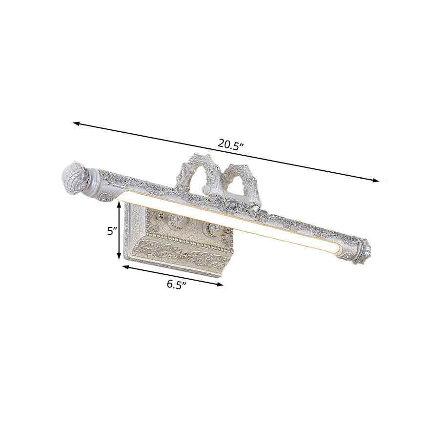 Siopsrl| Vintage LED Wall Light with Metal Shade White Etched Tube Vanity Wall Light for Bathroom, 20.5"/23.5" Width