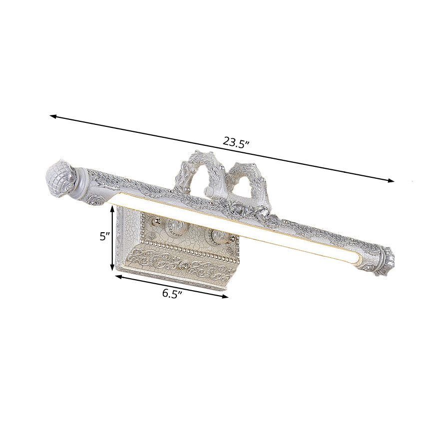 Siopsrl| Vintage LED Wall Light with Metal Shade White Etched Tube Vanity Wall Light for Bathroom, 20.5"/23.5" Width