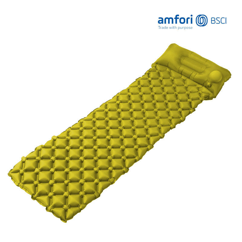 Siopsrl | inflatable camping sleeping pad with integrated pillow and diamond air-cell cushion system Siopsrl