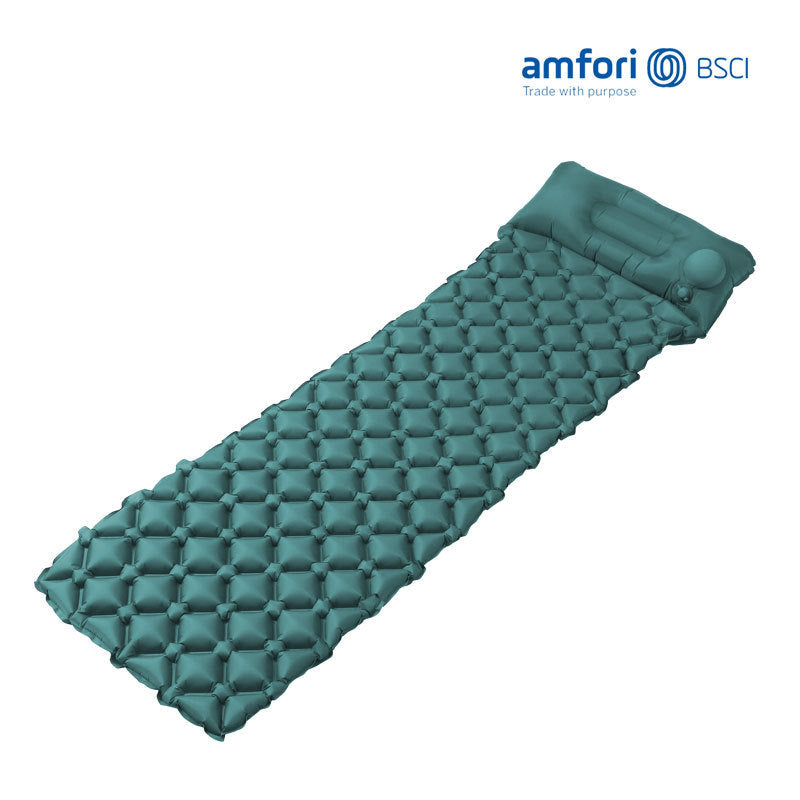 Siopsrl | inflatable camping sleeping pad with integrated pillow and diamond air-cell cushion system Siopsrl