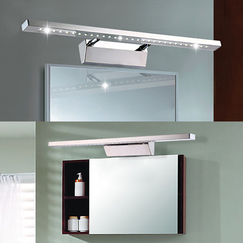 Siopsrl| Rectangular Interior Mirror Light Stainless Steel 16"/19.5" W LED Modern Wall-Mounted Light in Chrome, Warm/White Lighting