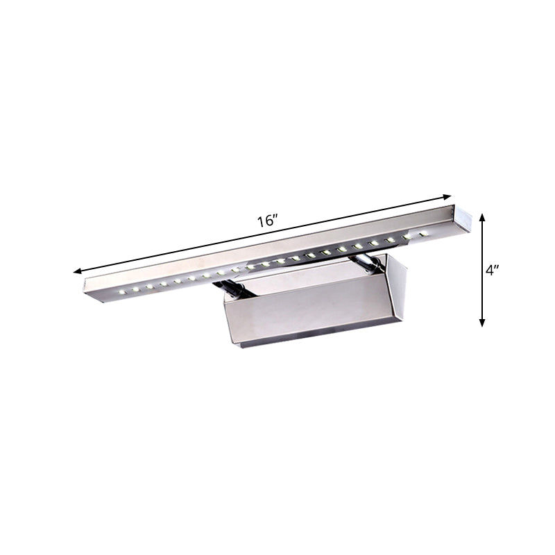 Siopsrl| Rectangular Interior Mirror Light Stainless Steel 16"/19.5" W LED Modern Wall-Mounted Light in Chrome, Warm/White Lighting