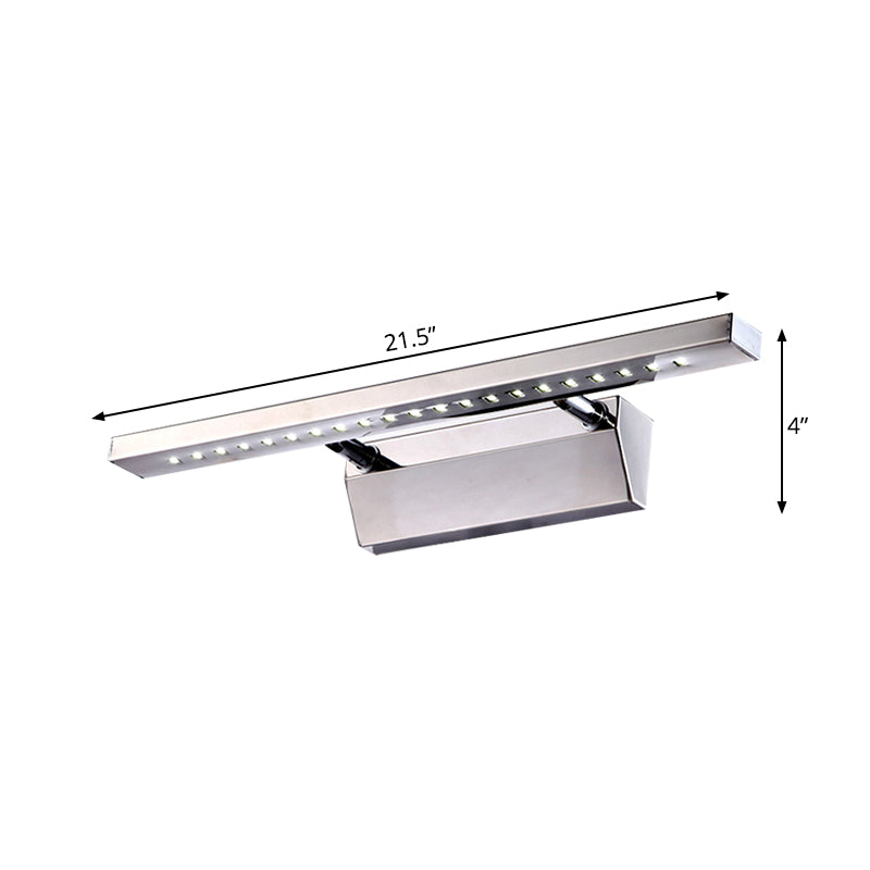 Siopsrl| Rectangular Interior Mirror Light Stainless Steel 16"/19.5" W LED Modern Wall-Mounted Light in Chrome, Warm/White Lighting