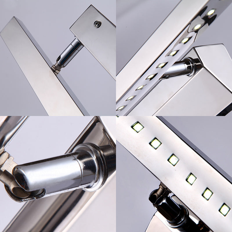 Siopsrl| Rectangular Interior Mirror Light Stainless Steel 16"/19.5" W LED Modern Wall-Mounted Light in Chrome, Warm/White Lighting