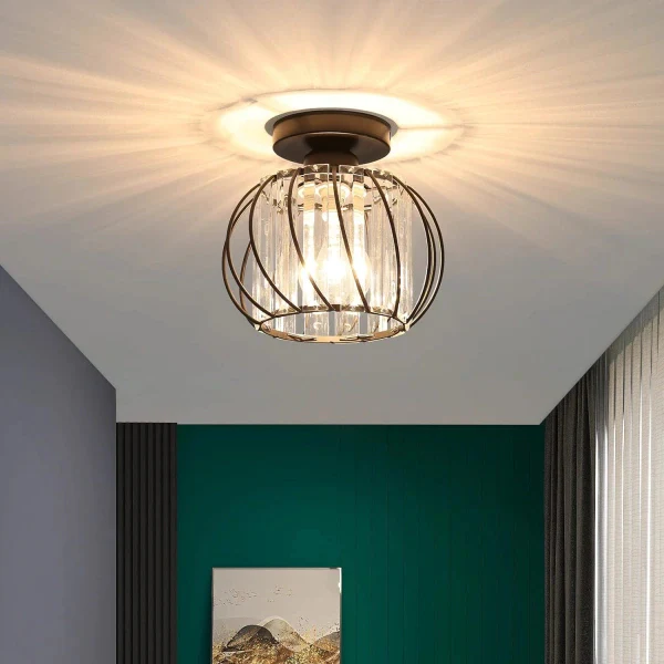 Siopsrl| Pendant Light Black Glass Globe Ceiling Fixture