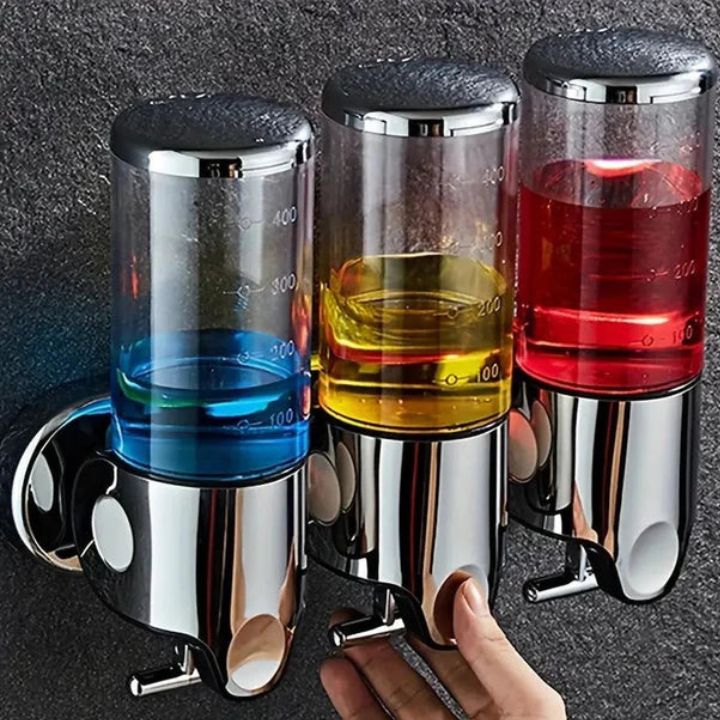 Siopsrl| Wall Mounted Soap Dispenser | SudsStation Bathroom Organizer | Stainless Steel & ABS | 16.9 fl oz | Set of 1–3
