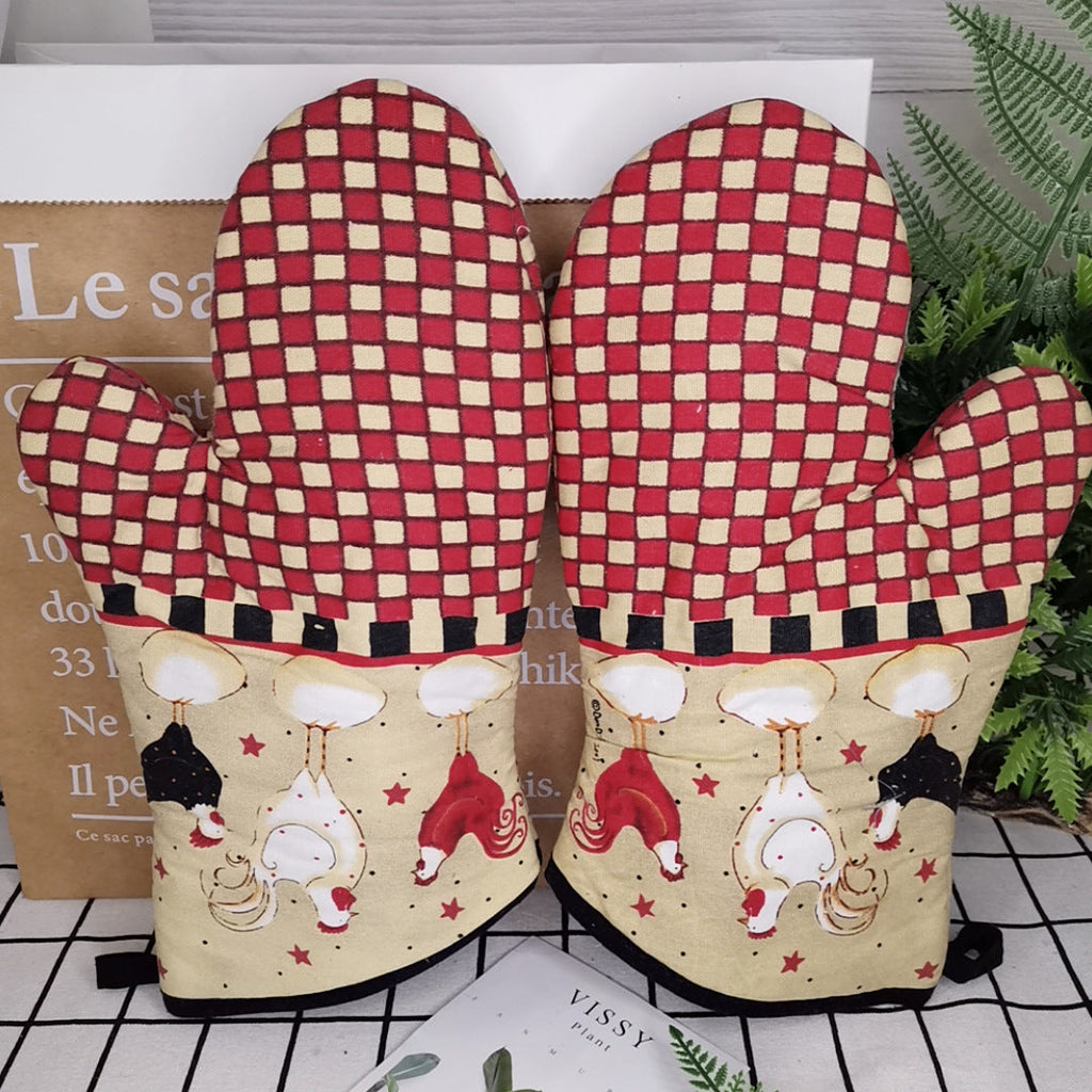 Siopsrl | Insulated Double Oven Mitt Pair With Quilted Heat-Resistant Lining And Hanging Loop