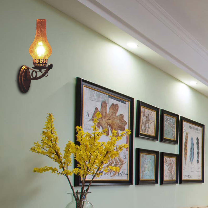 Siopsrl| A light wall lamp light industrial crackle glass vase shape lighting fixture in yellow, 3.5"/5"/14.5" wide
