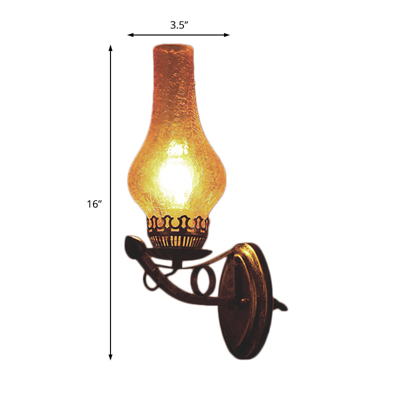 Siopsrl| A light wall lamp light industrial crackle glass vase shape lighting fixture in yellow, 3.5"/5"/14.5" wide