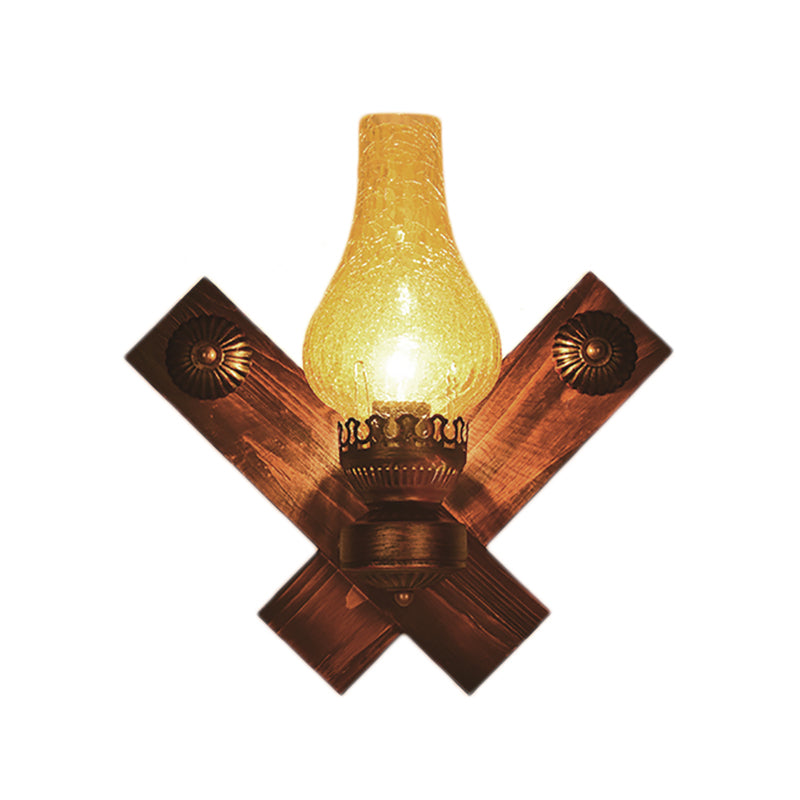 Siopsrl| A light wall lamp light industrial crackle glass vase shape lighting fixture in yellow, 3.5"/5"/14.5" wide