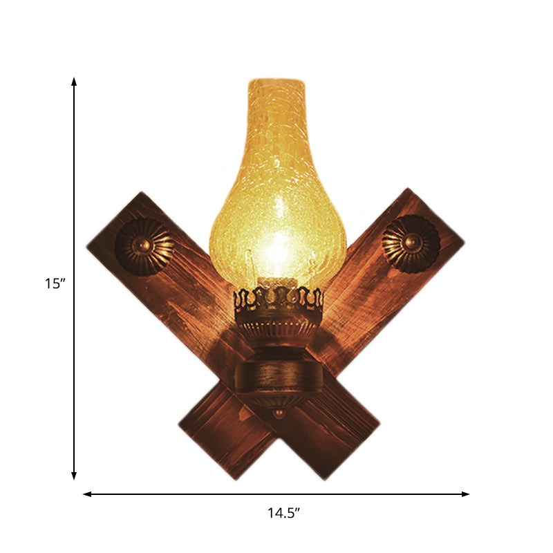 Siopsrl| A light wall lamp light industrial crackle glass vase shape lighting fixture in yellow, 3.5"/5"/14.5" wide