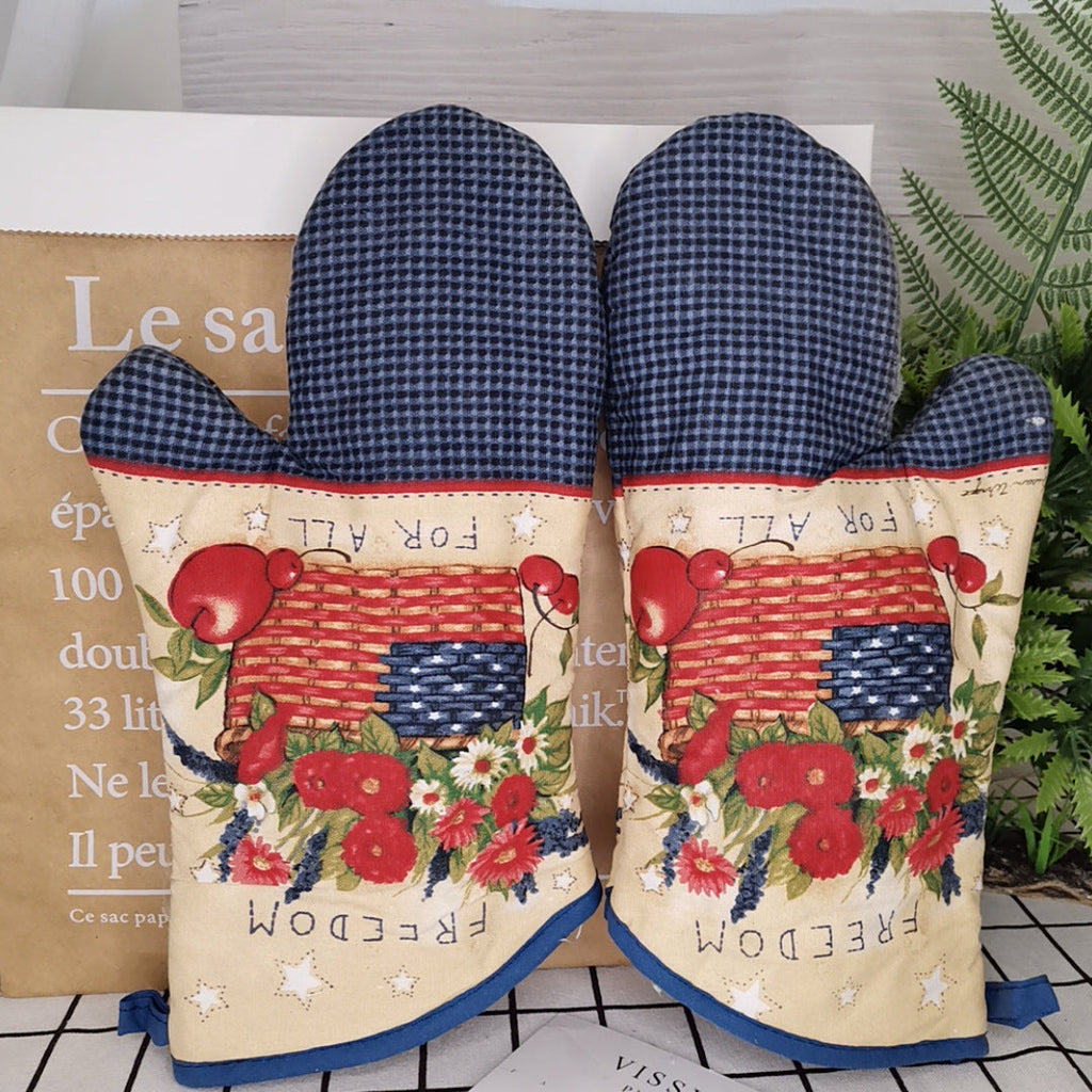 Siopsrl | Insulated Double Oven Mitt Pair With Quilted Heat-Resistant Lining And Hanging Loop