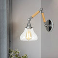 Siopsrl| Gourd Living Room Wall Light Fixture Industrial Clear Glass 1 Light Chrome Wall Lamp with 8"+8"/6"+6"/8"+4" Wood Arm