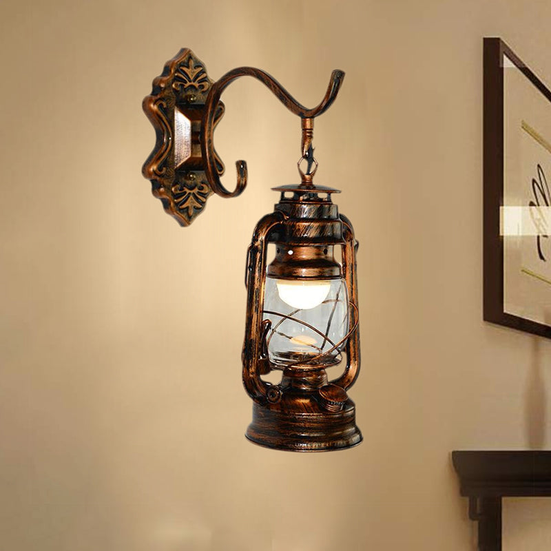 Siopsrl| 1 Light Bright Glass Wall Lamp Light Coastal Bronze Kerosene Living Room Lighting Fixture