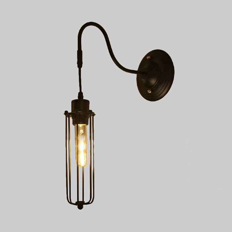 Siopsrl| Metal Cylinder/Hexagonal Engaged Wall Lamp Farm 1 Lamp Restaurant Wall Mount Fixture in Black