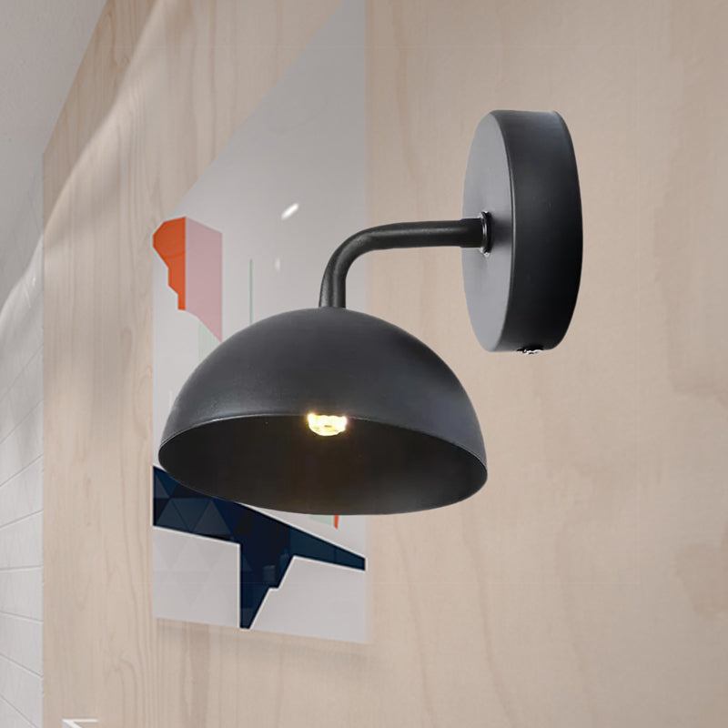 Siopsrl| 1 Light Wall Lamp Industrial Dome Shade Metal Down Wall Light with Curved Arm in Black/Bronze for Bedroom