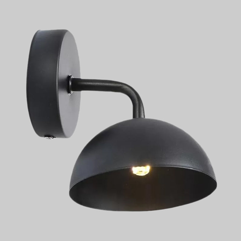 Siopsrl| 1 Light Wall Lamp Industrial Dome Shade Metal Down Wall Light with Curved Arm in Black/Bronze for Bedroom