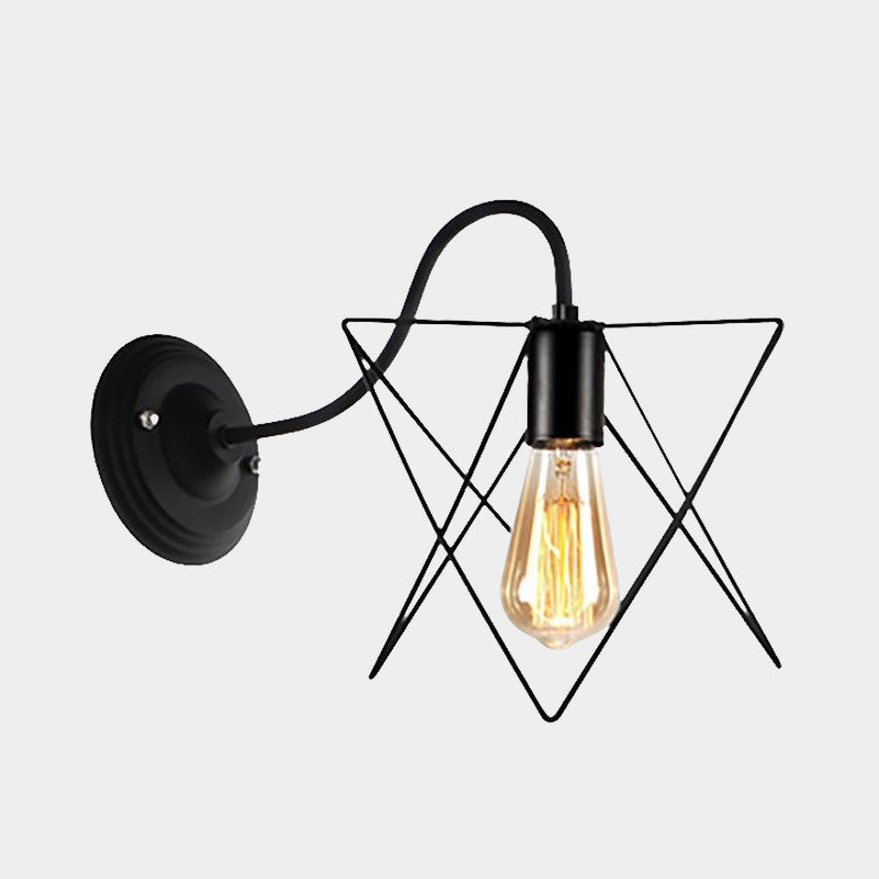Siopsrl| Black 1 Head Wall Lamp Vintage Industrial Metal Bottle/Rectangular Wall Light Wall Lamp with Wire Frame for Café