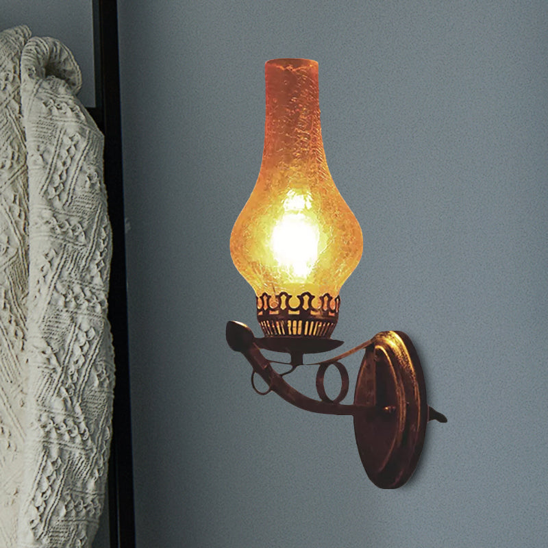 Siopsrl| A light wall lamp light industrial crackle glass vase shape lighting fixture in yellow, 3.5"/5"/14.5" wide