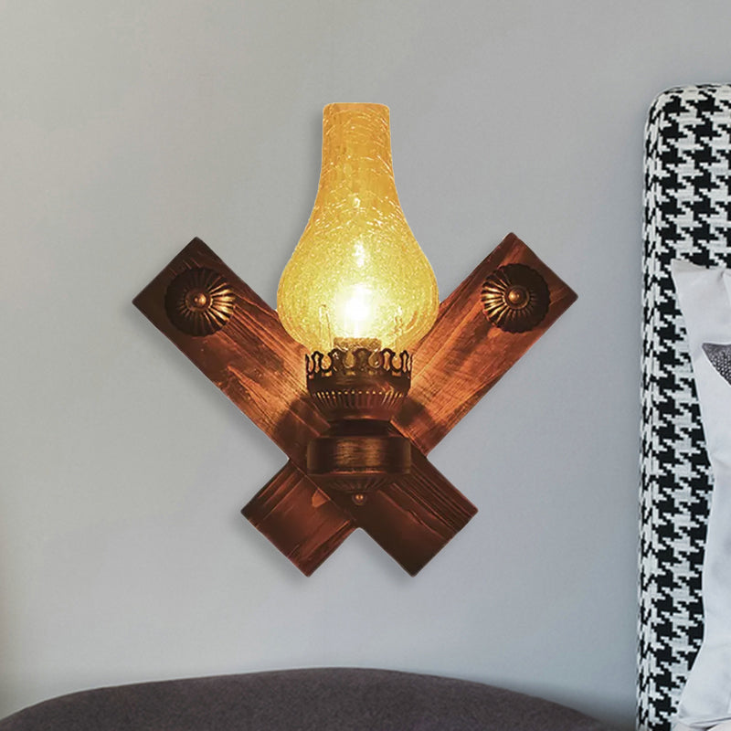Siopsrl| A light wall lamp light industrial crackle glass vase shape lighting fixture in yellow, 3.5"/5"/14.5" wide
