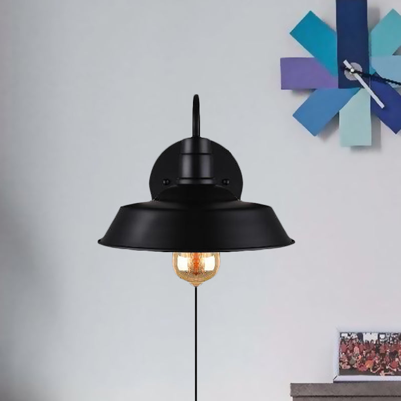 Siopsrl| Barn Kitchen Wall Light Fixture Industrial Metal 1 Light Black Sconces Light with Goose Neck Arm and Plug Cable