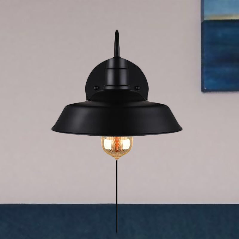 Siopsrl| Barn Kitchen Wall Light Fixture Industrial Metal 1 Light Black Sconces Light with Goose Neck Arm and Plug Cable