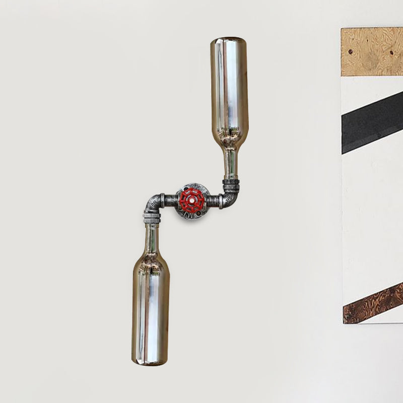Siopsrl| Glass Gray/Blue Wall Light Wine Bottle 2 Lights Industrial Style Wall Mount Light for Living Room