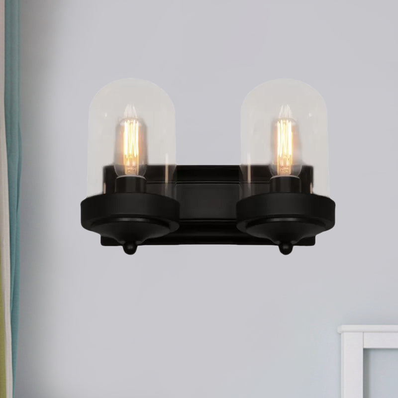 Siopsrl| Capsule Wall Mounted Lighting 1/2 Light Bulb Industrial Black Clear Glass Lighting for Portico
