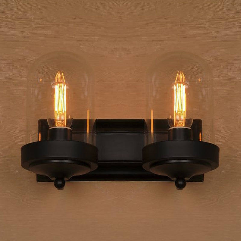 Siopsrl| Capsule Wall Mounted Lighting 1/2 Light Bulb Industrial Black Clear Glass Lighting for Portico