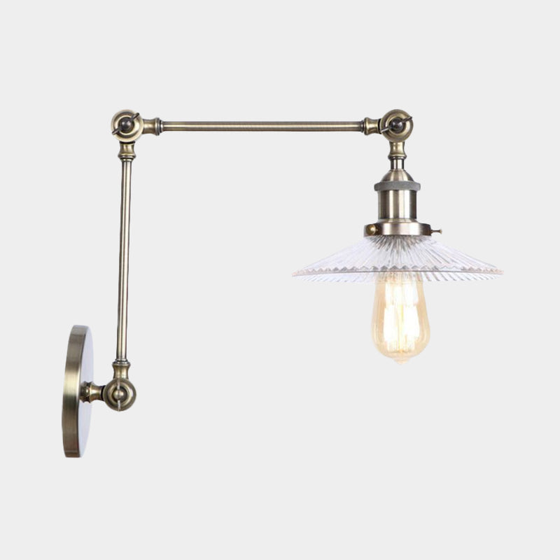 Siopsrl| Saucer Living Room Wall Light Rustic Style Prism Glass 1 Light Black/Silver/Bronze Wall Lamp