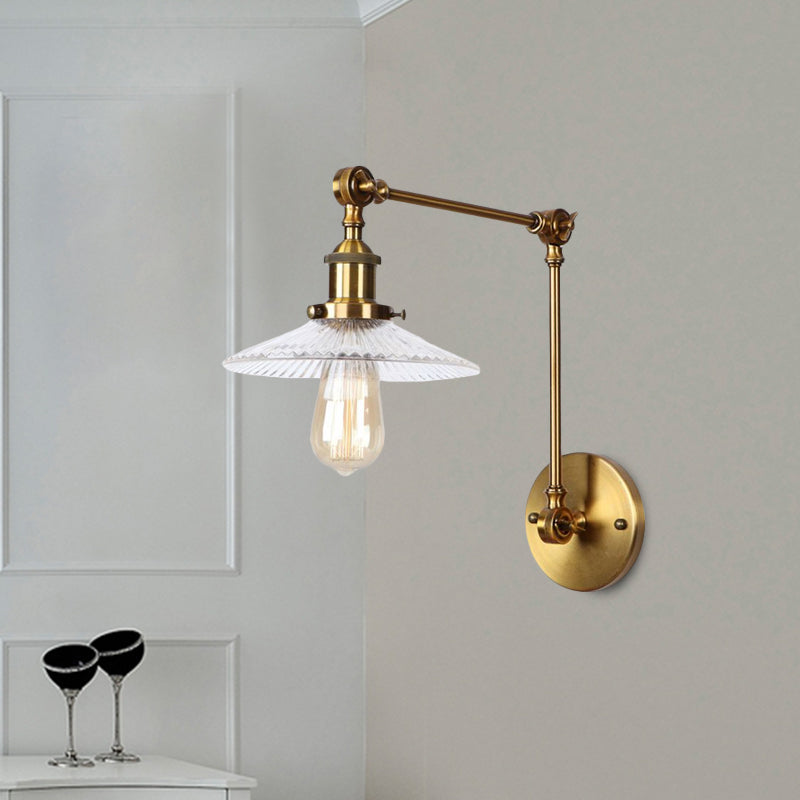 Siopsrl| Saucer Living Room Wall Light Rustic Style Prism Glass 1 Light Black/Silver/Bronze Wall Lamp