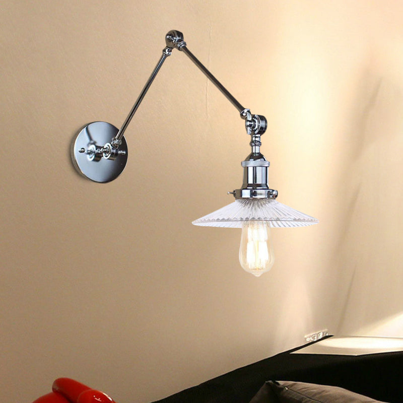 Siopsrl| Saucer Living Room Wall Light Rustic Style Prism Glass 1 Light Black/Silver/Bronze Wall Lamp