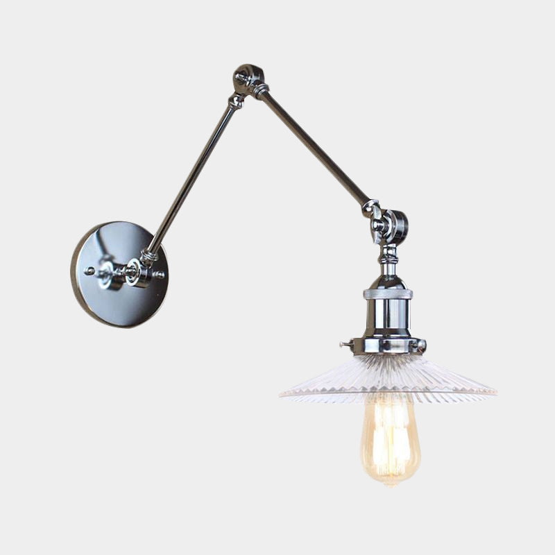 Siopsrl| Saucer Living Room Wall Light Rustic Style Prism Glass 1 Light Black/Silver/Bronze Wall Lamp