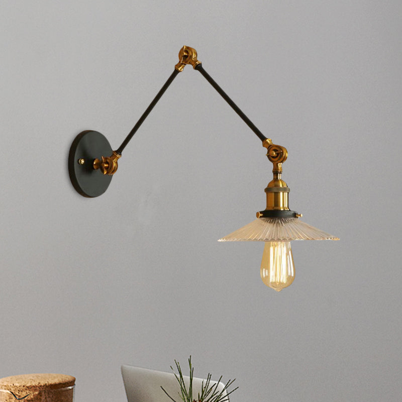 Siopsrl| Saucer Living Room Wall Light Rustic Style Prism Glass 1 Light Black/Silver/Bronze Wall Lamp