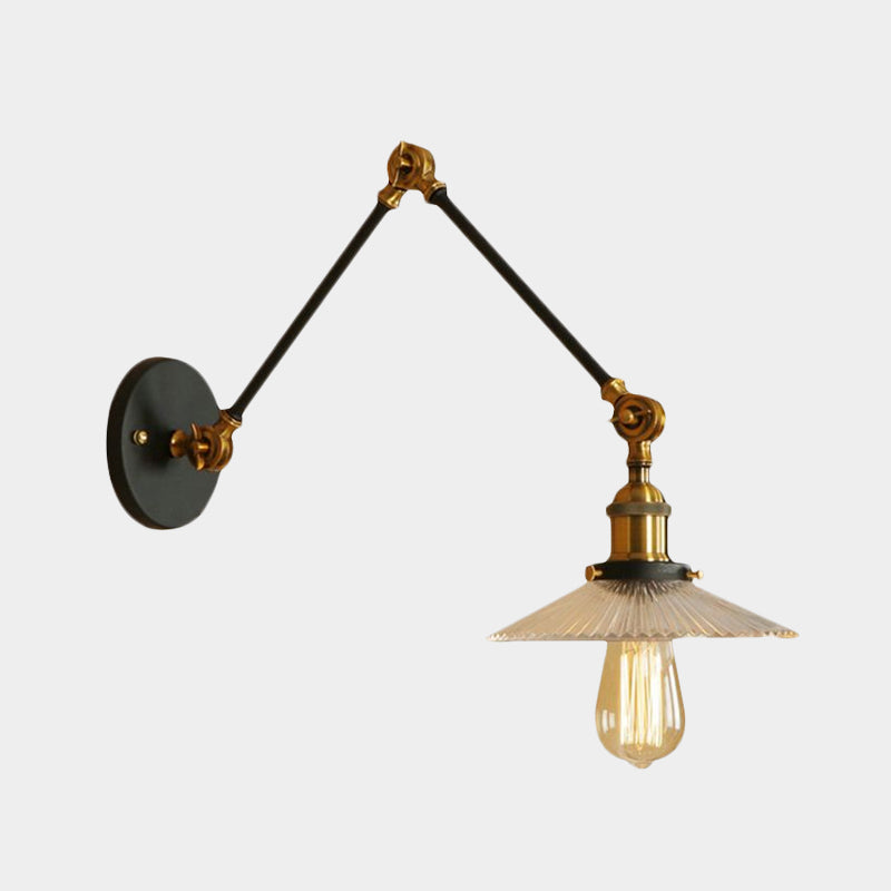Siopsrl| Saucer Living Room Wall Light Rustic Style Prism Glass 1 Light Black/Silver/Bronze Wall Lamp