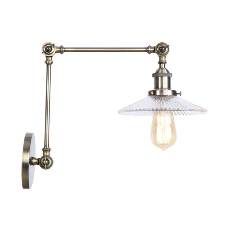Siopsrl| Saucer Living Room Wall Light Rustic Style Prism Glass 1 Light Black/Silver/Bronze Wall Lamp