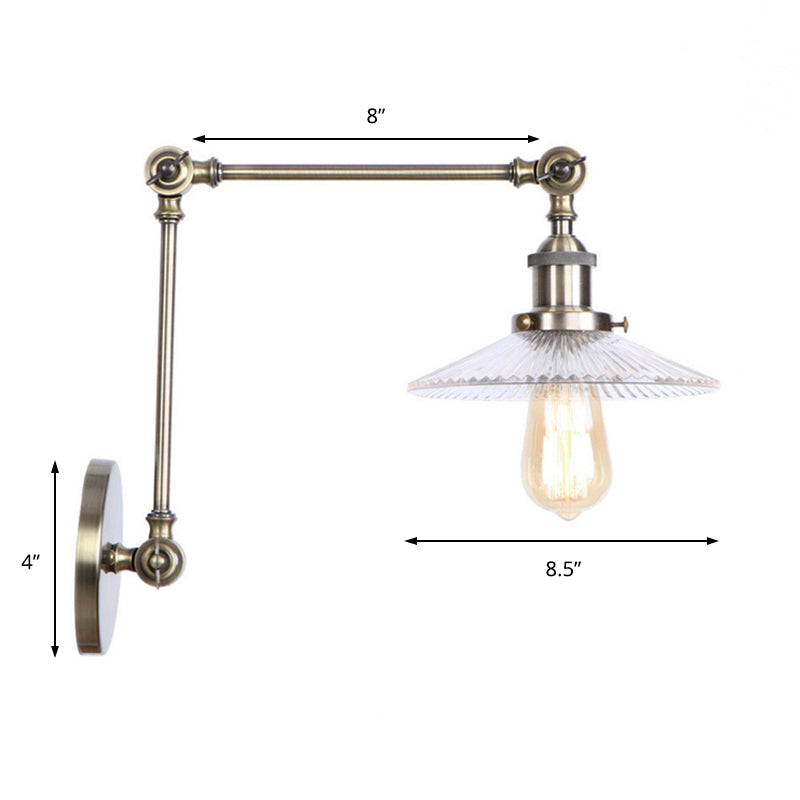 Siopsrl| Saucer Living Room Wall Light Rustic Style Prism Glass 1 Light Black/Silver/Bronze Wall Lamp