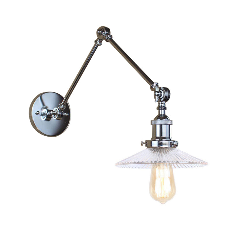 Siopsrl| Saucer Living Room Wall Light Rustic Style Prism Glass 1 Light Black/Silver/Bronze Wall Lamp