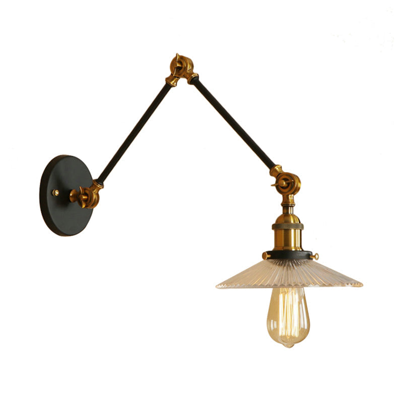 Siopsrl| Saucer Living Room Wall Light Rustic Style Prism Glass 1 Light Black/Silver/Bronze Wall Lamp
