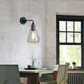 Siopsrl| Rustic Style Tapered Shade Wall Lighting Fixture Single Gloss Clear Glass Wall Lamp in Black for Kitchen