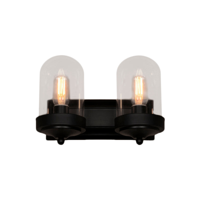 Siopsrl| Capsule Wall Mounted Lighting 1/2 Light Bulb Industrial Black Clear Glass Lighting for Portico