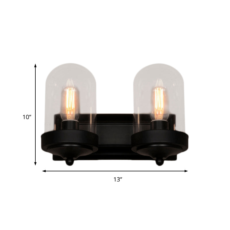 Siopsrl| Capsule Wall Mounted Lighting 1/2 Light Bulb Industrial Black Clear Glass Lighting for Portico