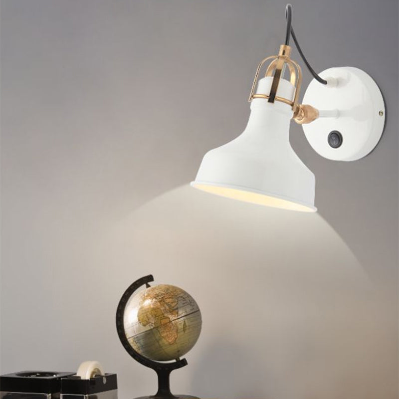 Siopsrl| White Barn Wall Sconces Lighting Contemporary Metallic 1 Light Wall Mounted Fixture with Switch