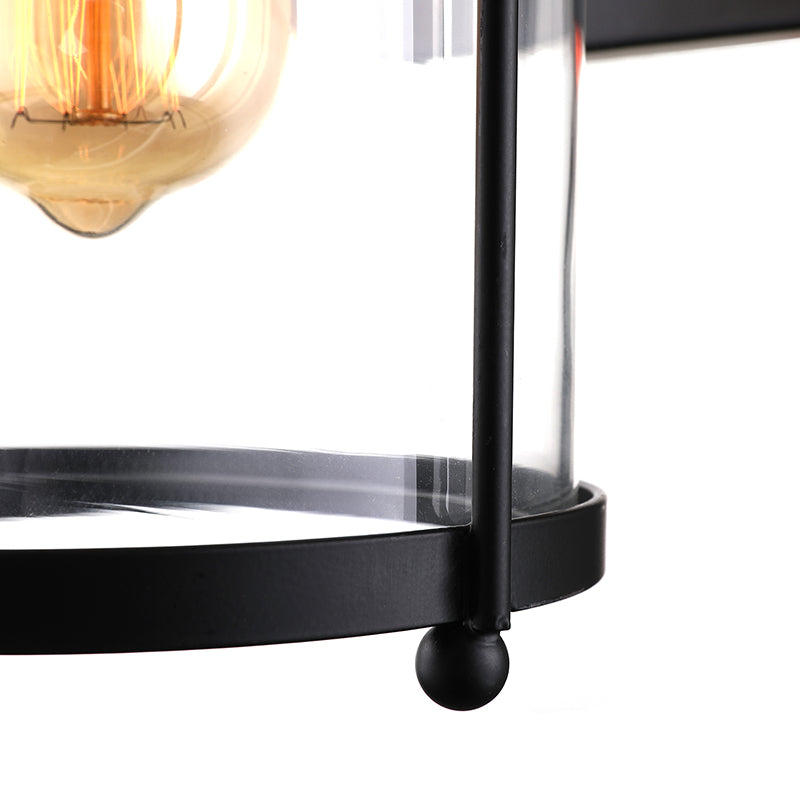 Siopsrl| Cylinder clear glass wall-mounted lamp industrial single bulb living room wall sconce in black/white/rust with cage