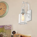 Siopsrl| Cylinder clear glass wall-mounted lamp industrial single bulb living room wall sconce in black/white/rust with cage