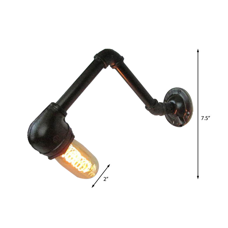Siopsrl| Black version 1 bulb wall light fixture industrial style metal pipe wall lighting for living room