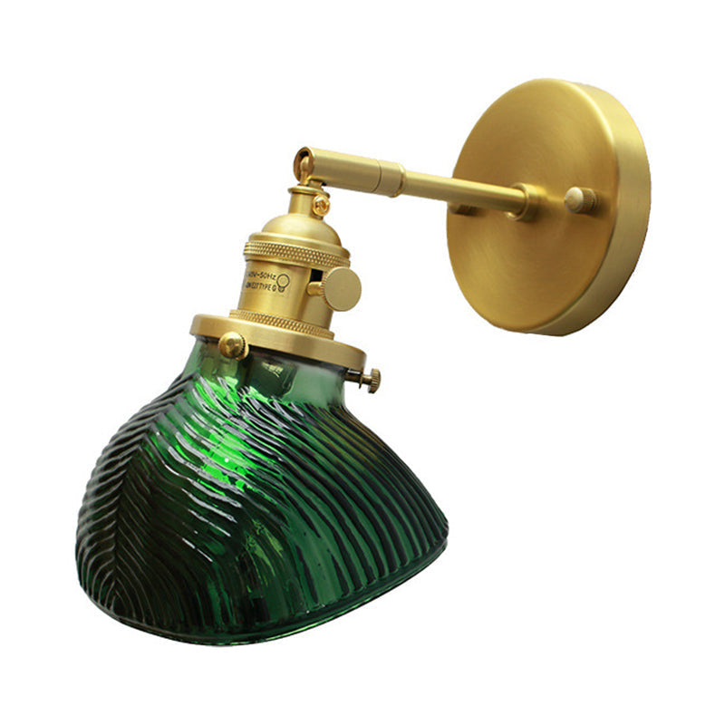 Siopsrl| Rotatable Wall Light for Adults Bedroom Metal Single Light Green and Brass Wall Lamp