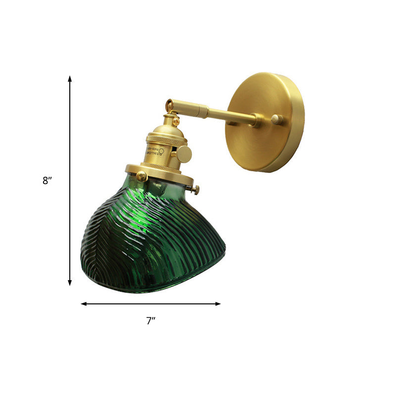 Siopsrl| Rotatable Wall Light for Adults Bedroom Metal Single Light Green and Brass Wall Lamp